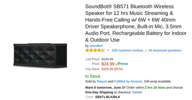 Fotografía - SoundBot [Alerta Trato] Jambox-Buscando SB571 Altavoz Bluetooth con hasta 12 horas de batería sólo $ 20 en Amazon Después Cupón